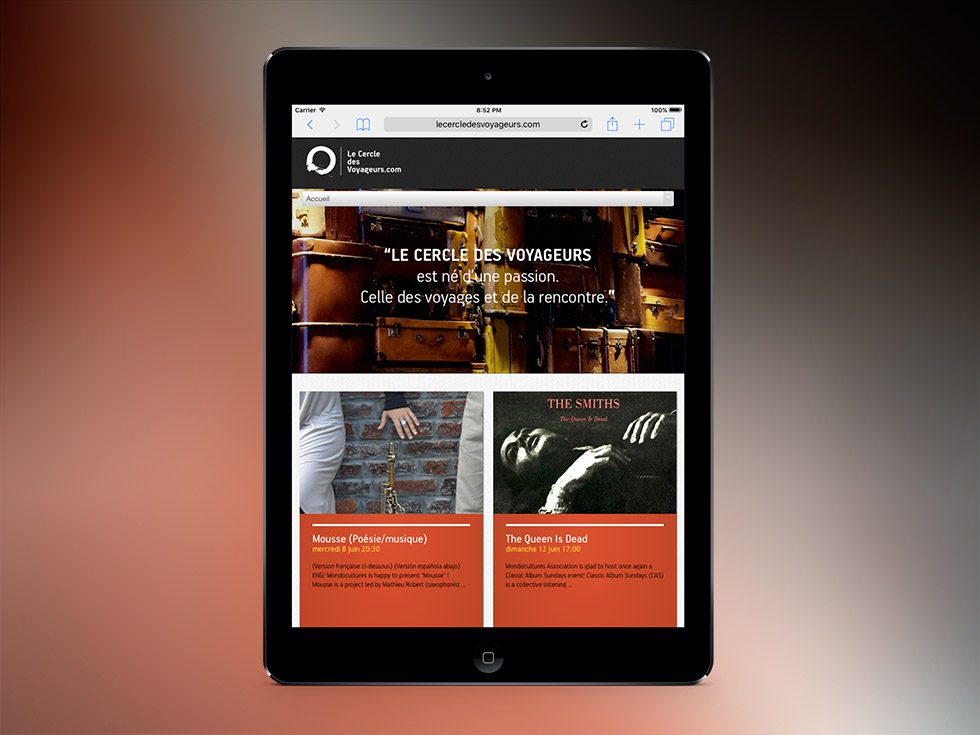 Le Cercle des Voyageurs website