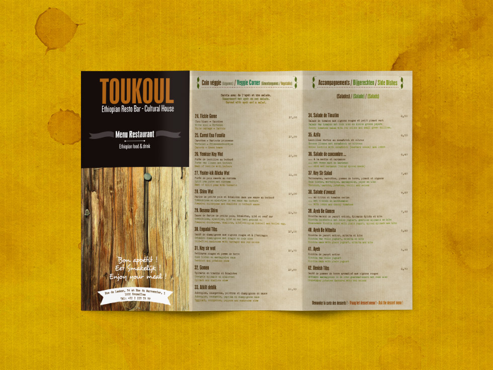 Toukoul menu